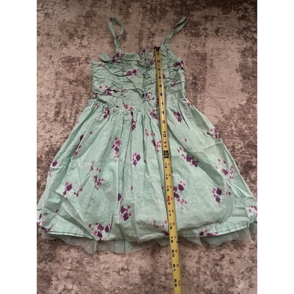 Cherokee Girls Dress Size 7/8 Mint Green Floral Bubble Hem Smocked Easter Spring - Picture 3 of 9